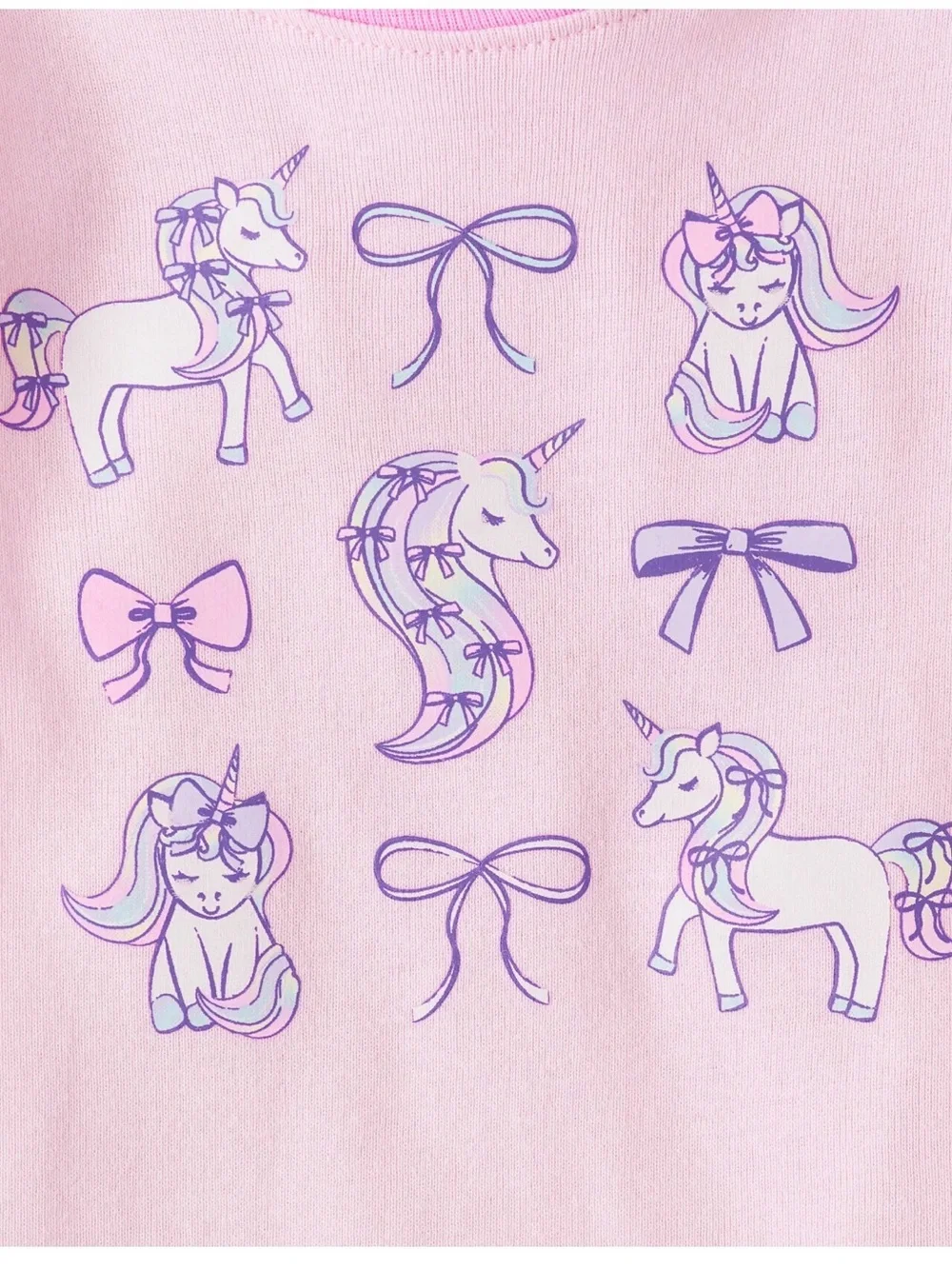 Toddler Girls Pink Unicorn Bow Snug Fit Pajamas